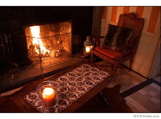 Lounge by the fireplace