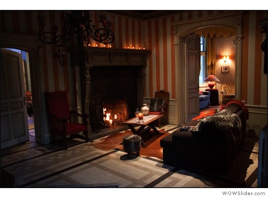Lounge by the fireplace